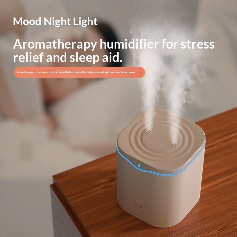 USB Air Humidifier 2.2L Large Capacity Adjustable Mist Double Nozzle Essential Oil Diffuser for Home Office Use