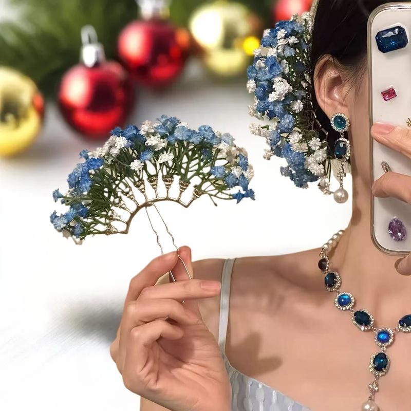 Sweet Baby's Breath Hair Clip Artificial Flower Hair Accessories High-value Hairpin Elegant Bridal Evening Headdress