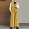 INCERUN Autumn Men Corduroy Sleeveless Waistcoat and Long Pants Outfits Sets