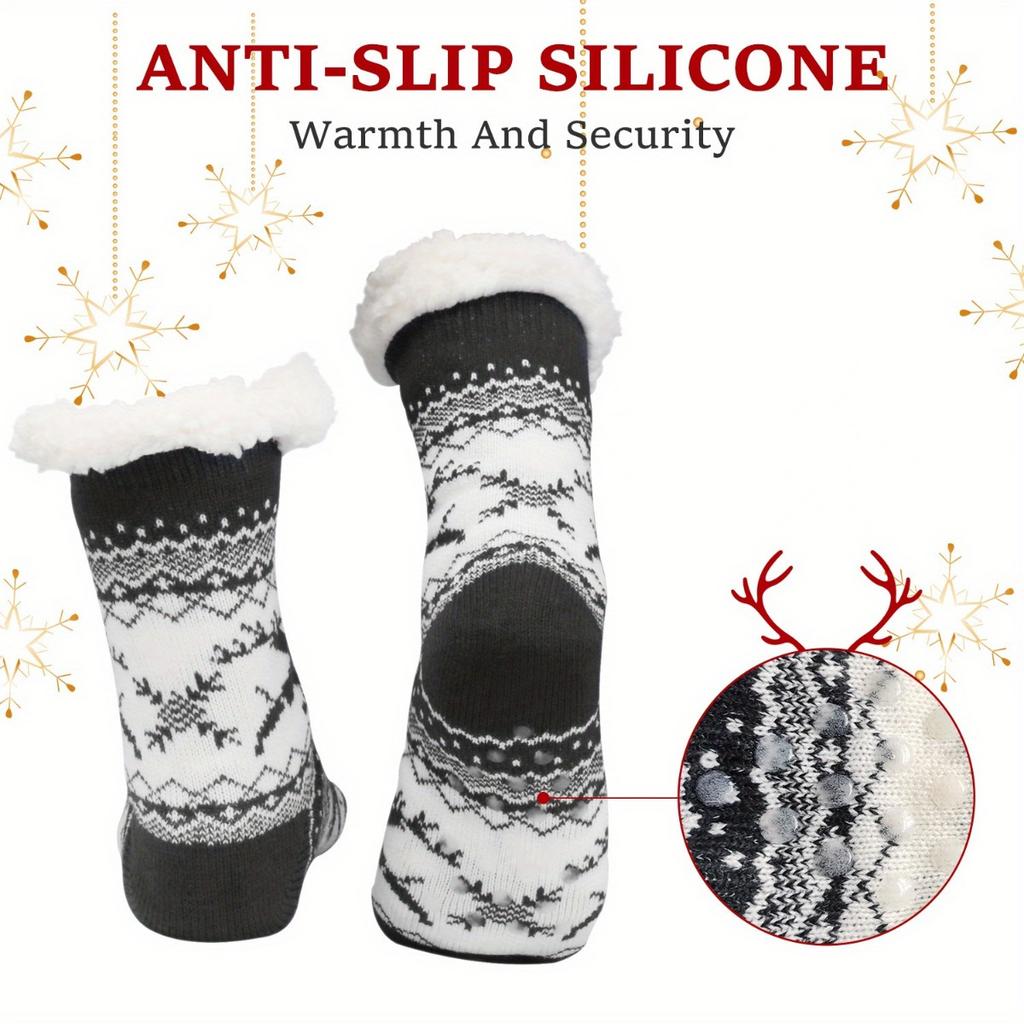 high qualityCozy Fuzzy Slipper Socks for Women - Non-Slip, Thick Lined Winter Warmth, Unique Pattern, Machine Washable - Perfect Christmas Gift,