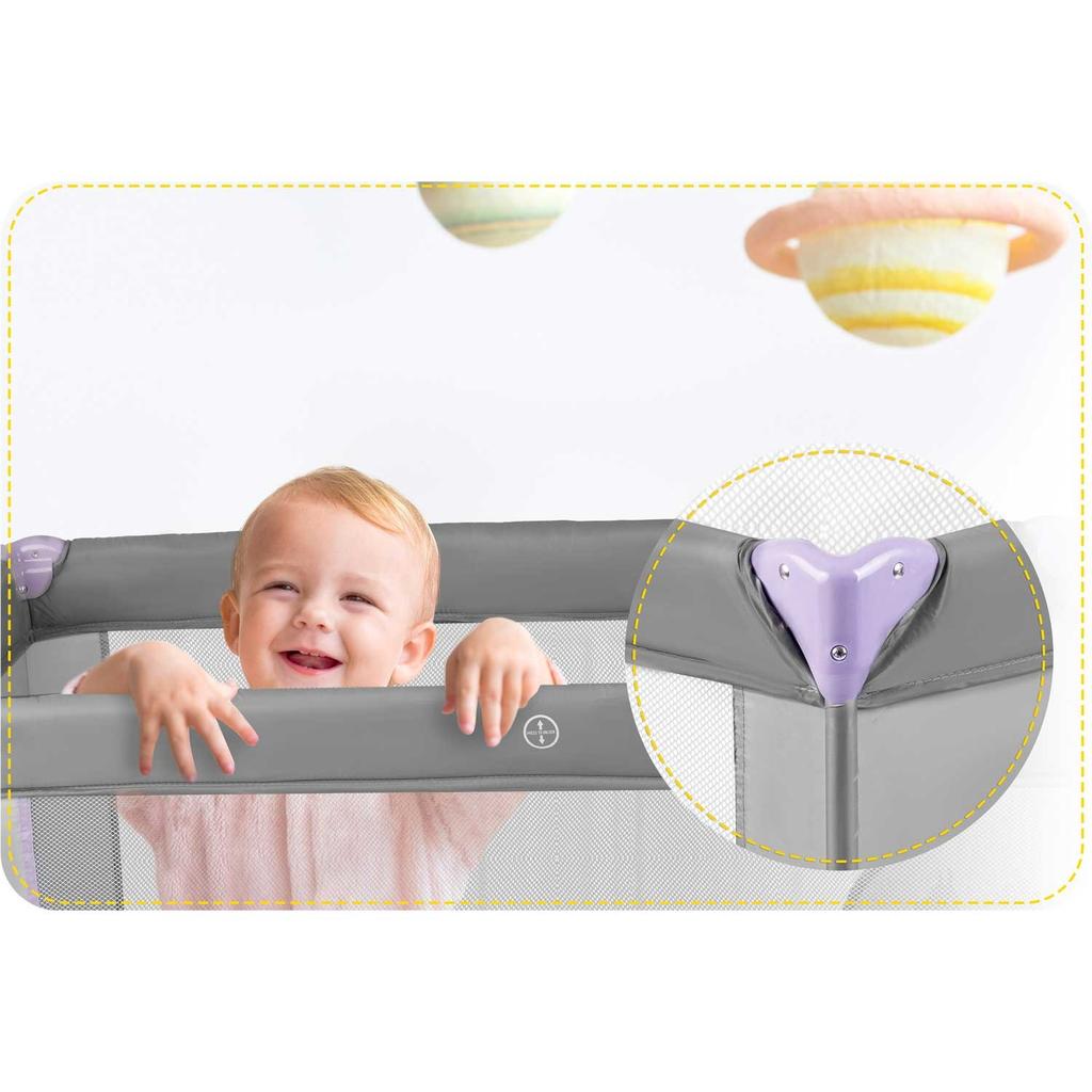 Travel Cot 125 X 65 X 78 Cm Rk-240 Gray-Lavender