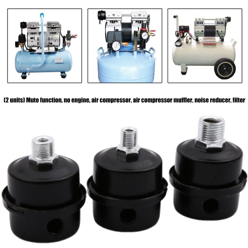 2Pcs Air Compressor Muffler Filter Silencers Metal Air Compressor Intake Filter and Noise Muffler Replacement Parts