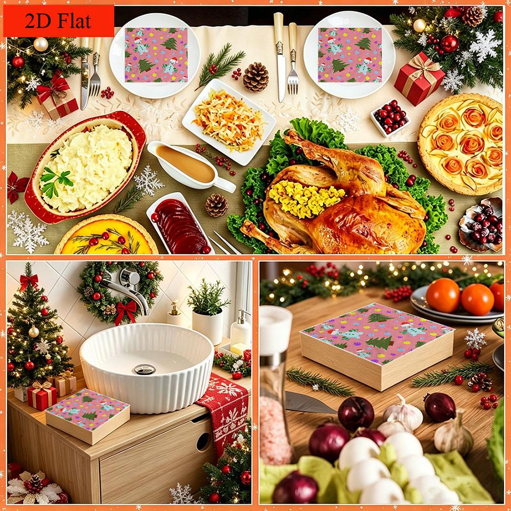 20pcs Disposable Napkins with Christmas Candy Pattern Print for Wedding,Parties,and Daily Use for Thanksgiving Fall Christmas Table Decoration