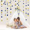 46 Ft Navy Blue and Gold Circle Dots Garland Royal Blue Hanging Paper Polka Dot Streamer for Birthday Wedding Bridal Baby Shower Graduations Nautical