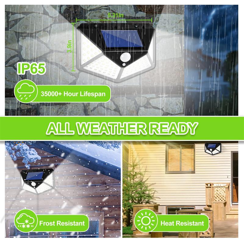 Solar Lights Outdoor 100LED 3 Modes 270° Lighting Angle Motion Sensor Security Lights for Backyard Garden Fen Patio Front Door
