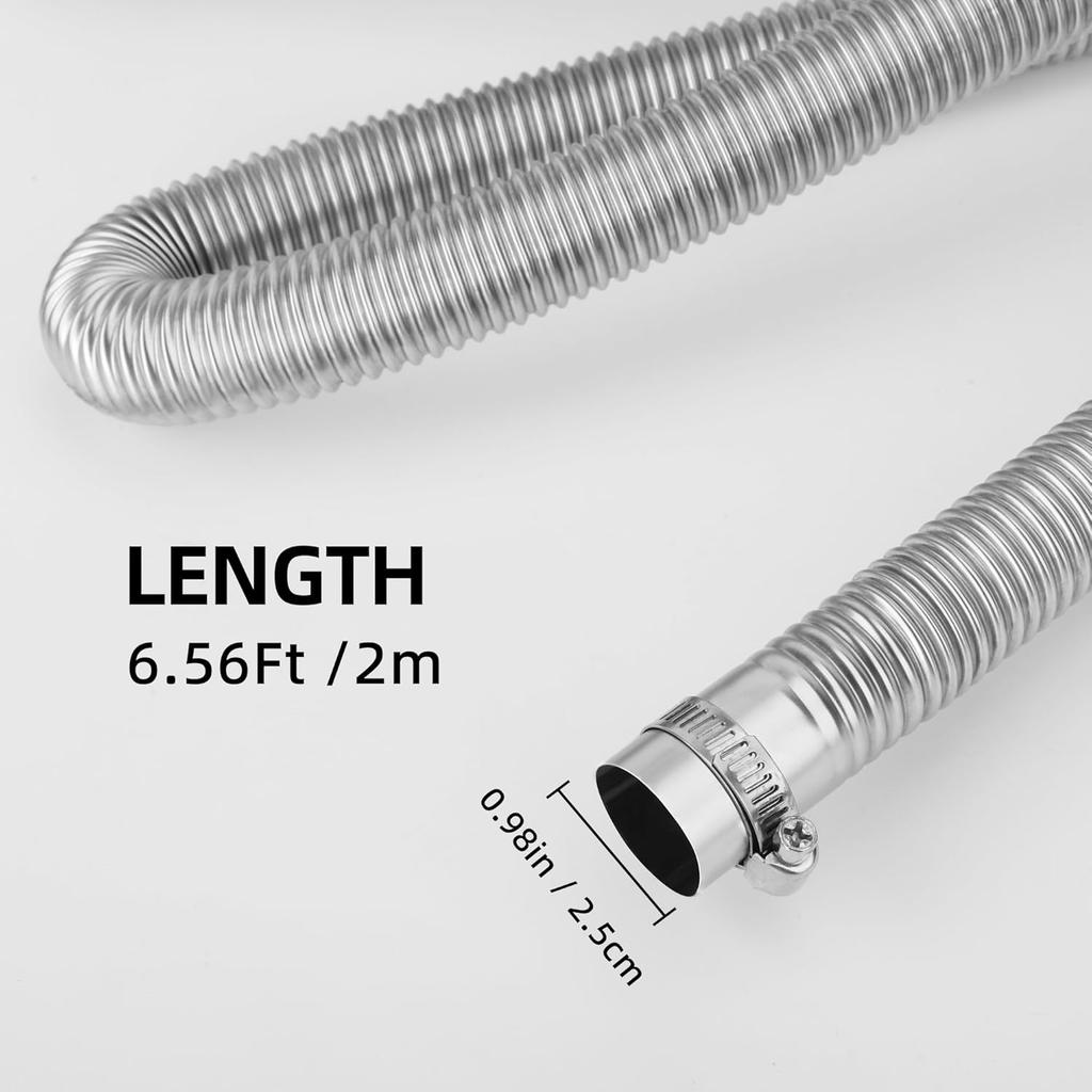 1" Stainless Steel Exhaust Hose, Fuel Tank Diesel Gas Vent Hose,78.7" Flexible Exhaust Tubing Diesel Heater Exhaust Pipe, 1" Inner Diameter Air