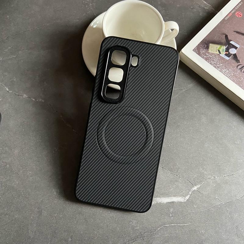 Magnetic Case for Infinix Hot 60 Pro 60i 50 Pro 50i Plus 4G 5G Cover PU Leather Carbon Fiber Texture Mag-safe Full Camera Shell