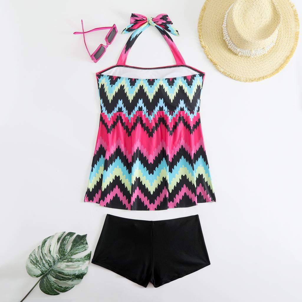 Women Two Pieces Print Tankini  Sexy Bikini Swimdress Set Swimsuit Swimwear Bathing Sui Plus Size Plus Size Beachwear