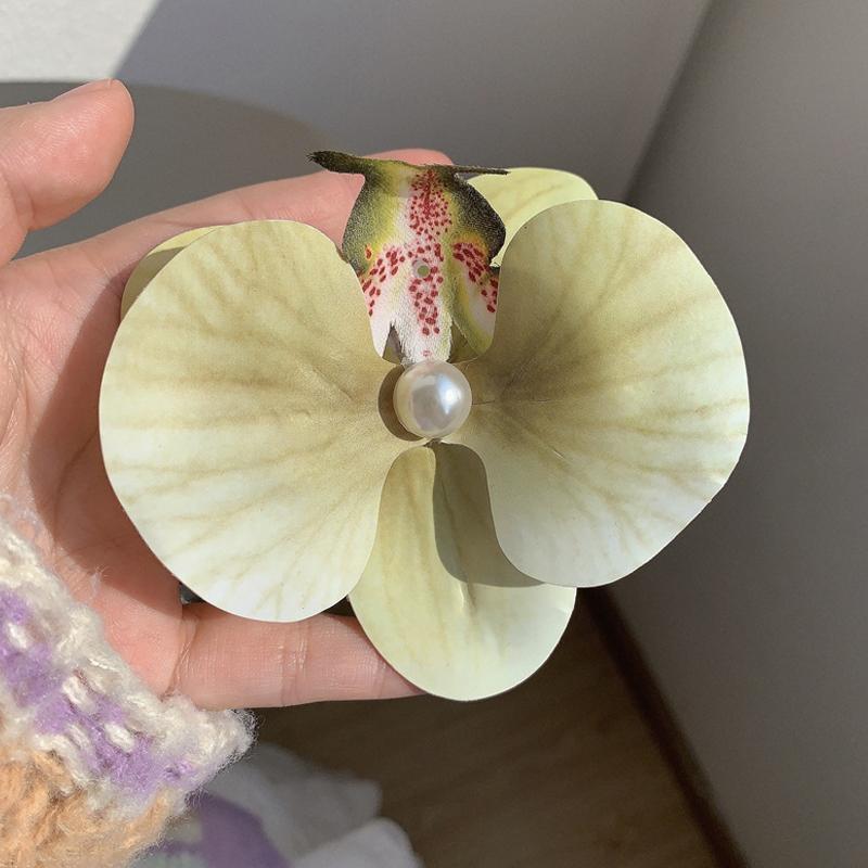 Korean Sweet Orchid Hair Clip For Woman Artificial Flower Hairpins Hair Barrettes Clip Wedding Party Headwear Accessories Gifts