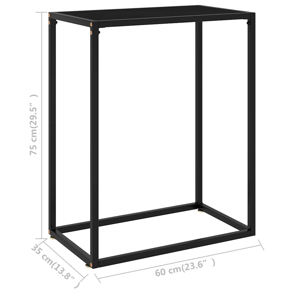 Console Table Black 60 X 35 X 75 Cm Tempered Glass