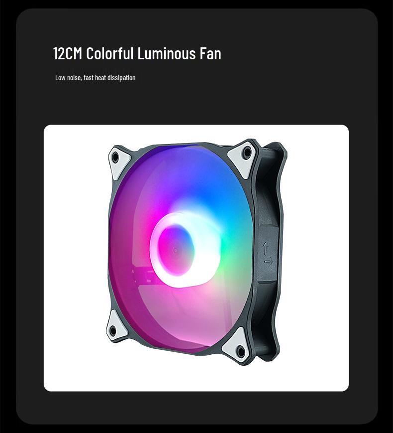12cm Silent PWM CPU Cooler with 4 Copper Pipes, Single Tower, LGA2011 Compatible, Colorful Lights