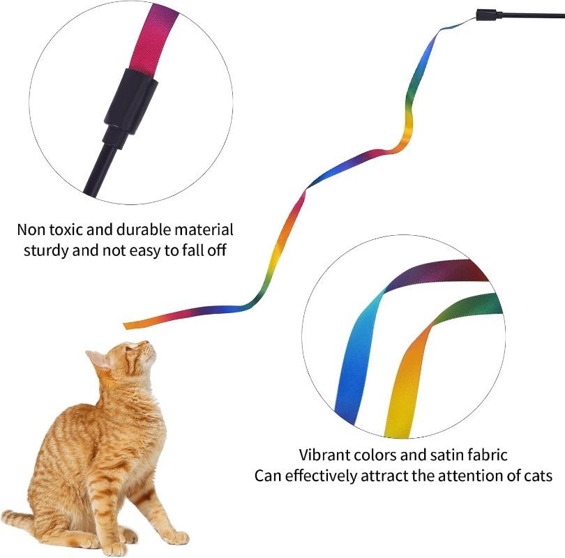 Interactive Coloured Ribbon Cat Toys Teasing Catd Stick Satin Ribbon Cat Stick Toys Kitten Playing Teaser Wand Toy Pet Supplies