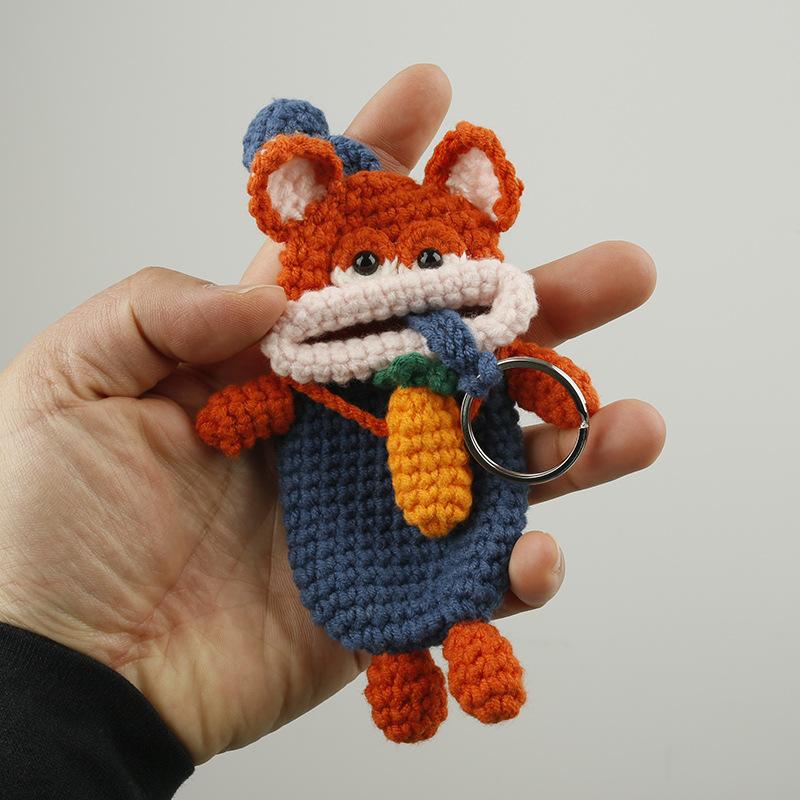 Animal Series Funny Sausage Mouth Doll Crochet Keychain Cute Crochet Bag For Car Keys Holder Knitted Doll Bag Keyring Custom