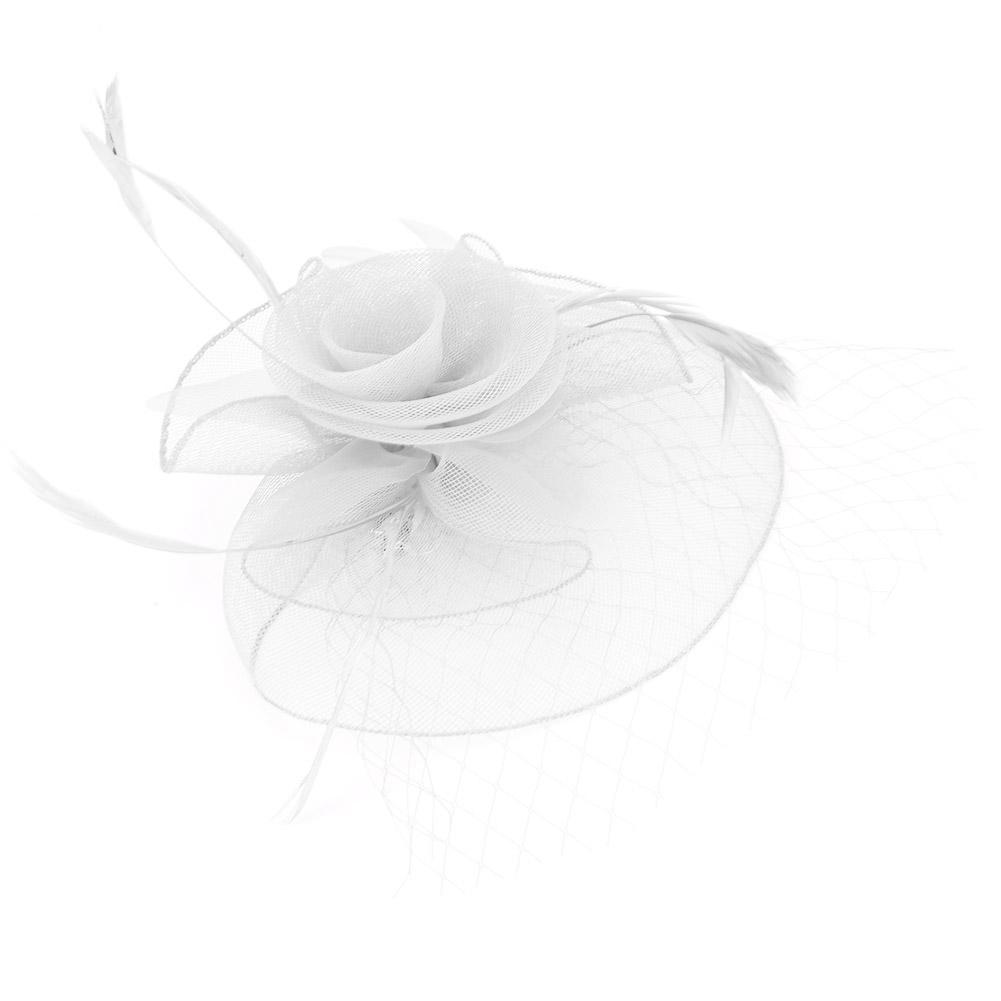 Ladies Gauze Hat Bridal Wedding Birdcage Fascinator Hair Accessory (Red)
