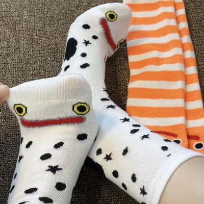 1 Pair Garden Eel Striped Mid-calf Socks Moisture Wicking Breathable Cotton Casual Socks Men Women Stretch Sports Crew Socks