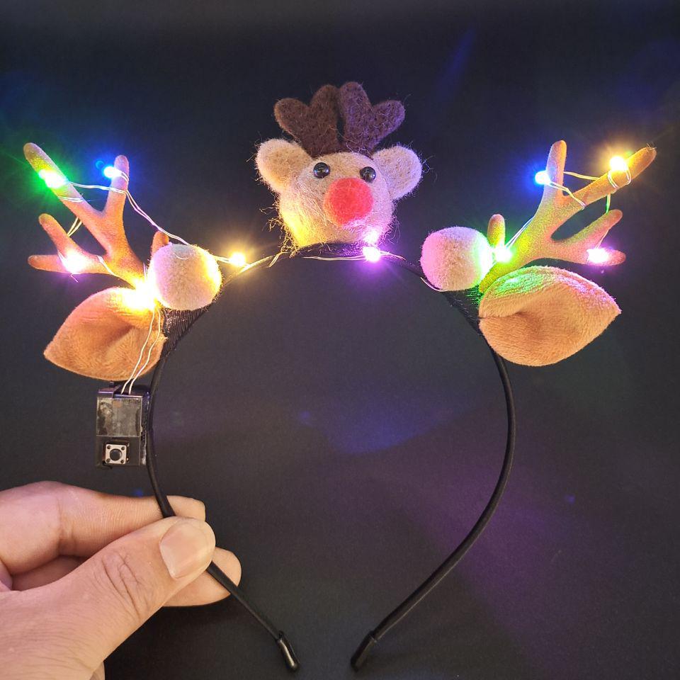 Glowing Reindeer Berry Antler Headband for Christmas & Halloween Parties