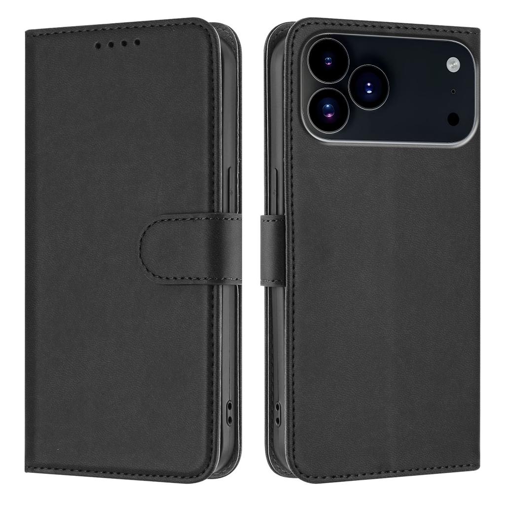 For iPhone 17 Pro Leather Case Solid Color Phone Cover with Wallet