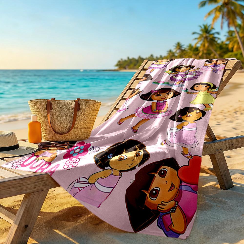 Dora Explorer Beach Towel Super Soft Microfiber Quickdry Fabric Comfortable Lightweight Suitable for Swimming, Gym, Camping, Yoga Vacation