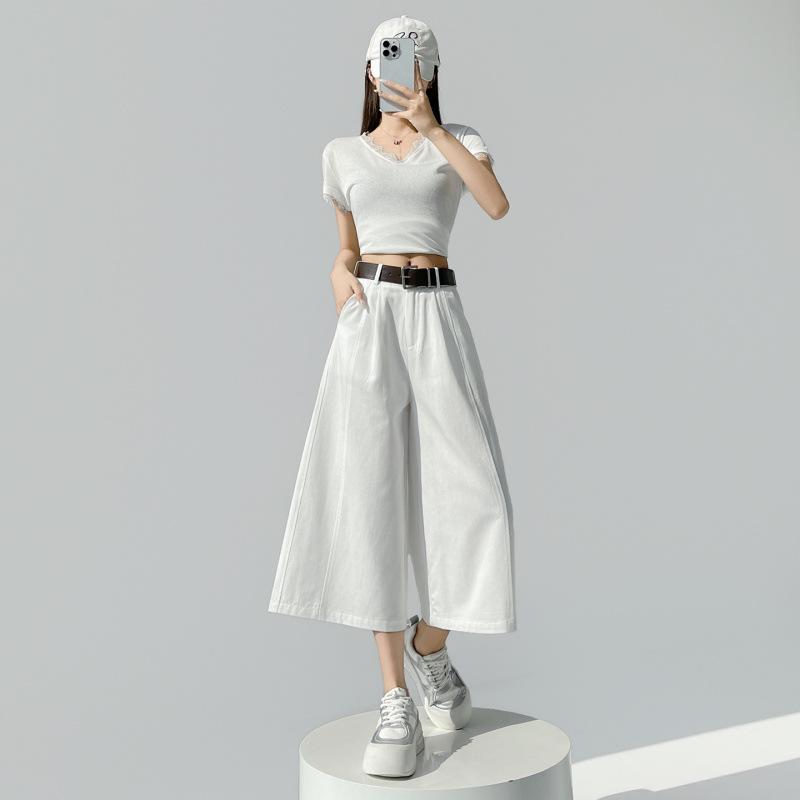 

High-End Women s Mid-High Waist Slim Seven-Point Pants for Spring/Summer 3XL білий