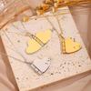 Titanium Steel Couple Necklace Heart Books Pendant Sweater Chain Trendy Lovers Choker  Women Men