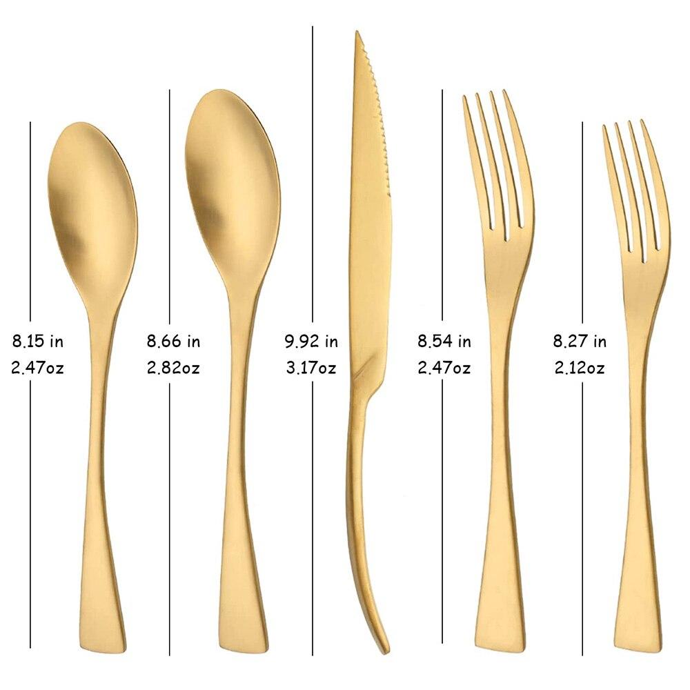 5PCS Service for 1 Matte Black Dinnerware Cutlery Set with Steak Knife Family Eating Utensils 18/10 Stainless Steel Flatware Silverware