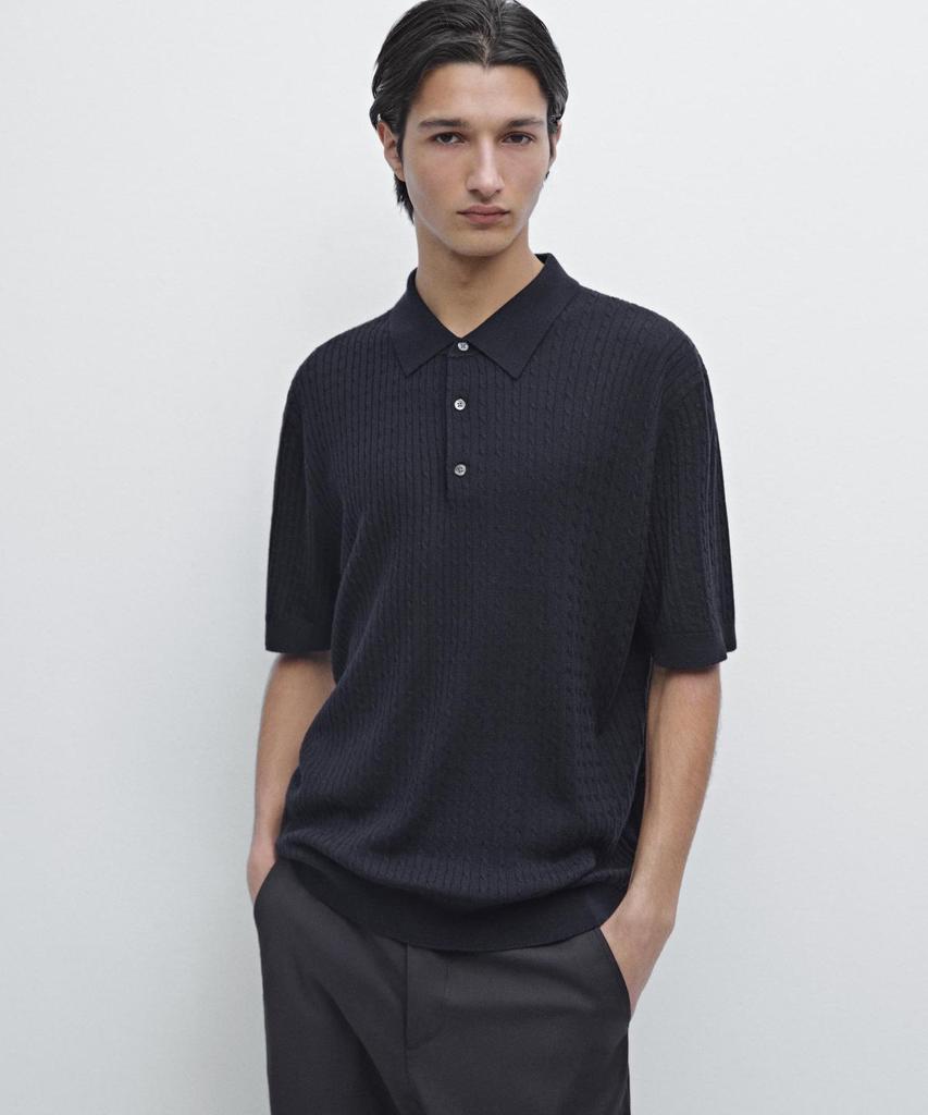 Masimodutti Merino Wool Knit Polo Sweater
