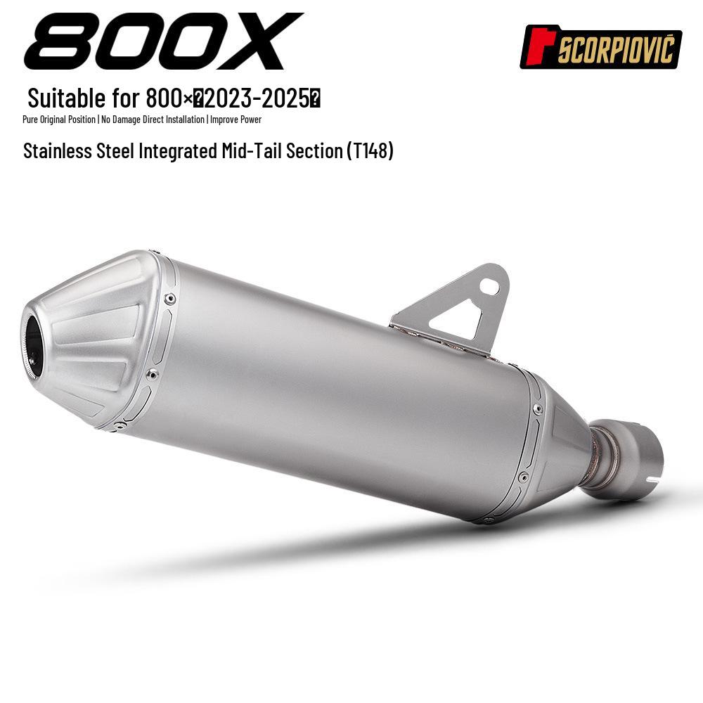 Motorcycle Kayo 800X Exhaust Muffler: Integrated Mid-Pipe Rear-Pipe for Original Front-Pipe Connection