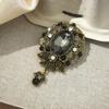 European and American Water Brooch Glass Pendant Corsage Retro Fashion Temperament Niche Versatile Pin Accessories