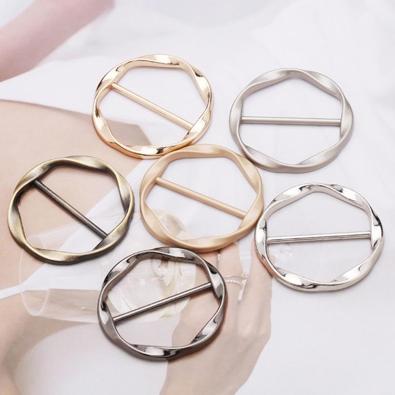 Silk Scarf Ring Clip T-Shirt Tie Wrap Holder Brooch Women Scarves Clasp Waist Buckle Fashion Metal Ring for Shirt Clothing Decor