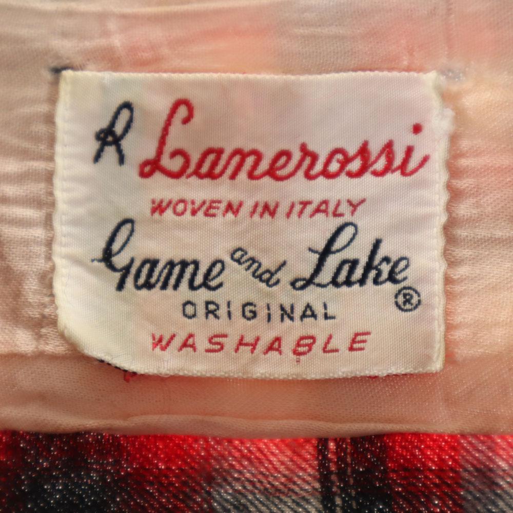 Game and Lake 50s 60s Open collar Vintage box silhouette Ombre Check Pattern Long sleeve Flannel shirt Men's Used