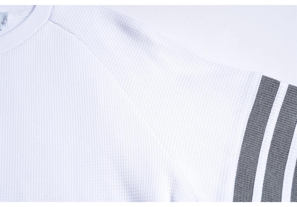 Men's Short Sleeve Waffle Knit Cotton Sweatshirt Top - Casual Spring Style