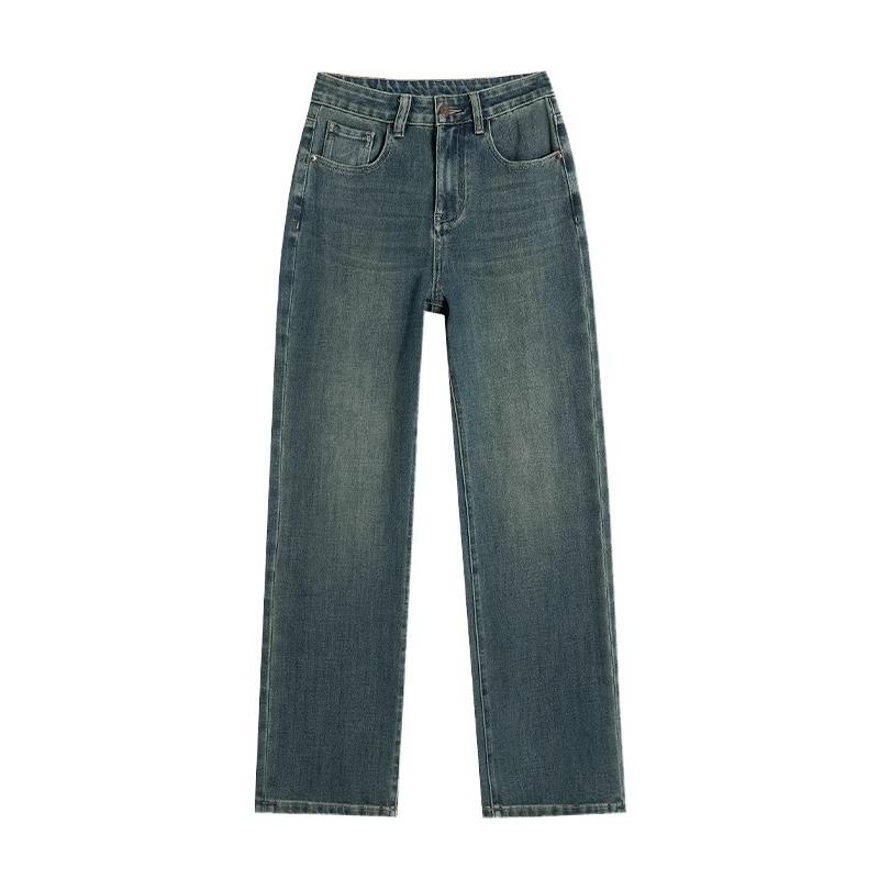 Women's High-Waisted Wide-Leg Pants, 2025 Retro Blue Jeans - Spring/Autumn Slimming Style with Drape and High-End Feel