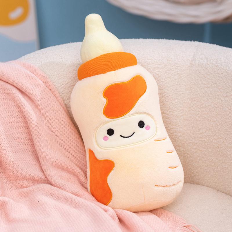 Kawaii Glimlachende Melkfles Pluche Speelgoed Zacht Katoen Gevuld Cartoon Voedingsfles Kussen Grappig Kinder Speelgoed Huisdecoratie 38cmx16cm