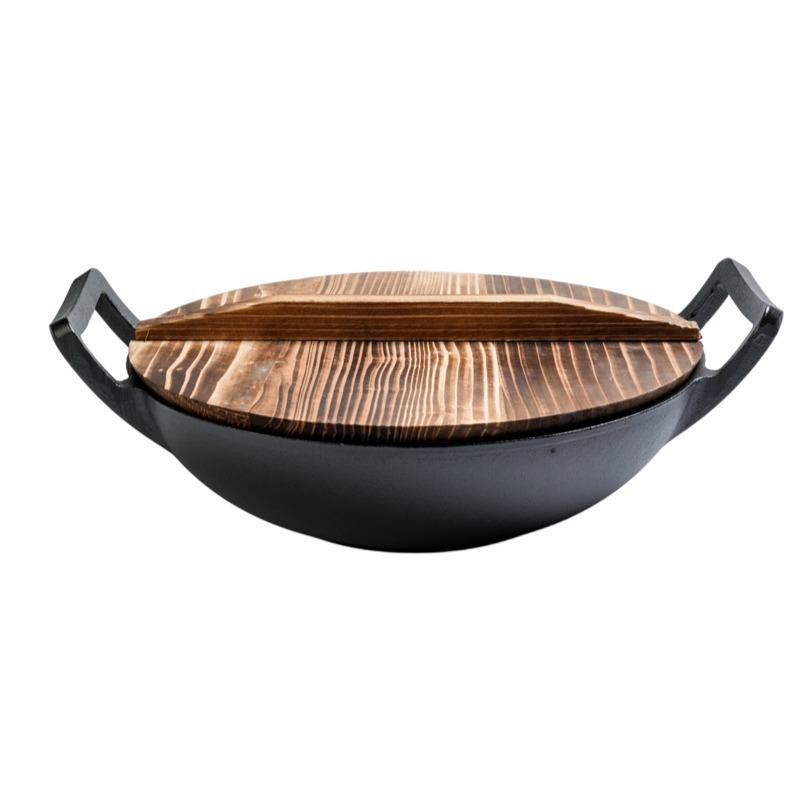 Cast Iron Pot Flat Bottom Wok Non-stick Induction Cooker Universal Pig Iron Pot Retail Uncoated