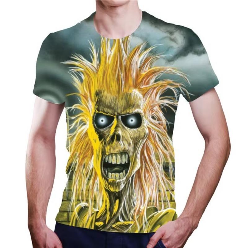 

Летняя новая модная мужская футболка, одежда Heavy Metal Rock, 3D-принтованные мужские рубашки, уличный стиль, короткий рукав, большой размер 6XL