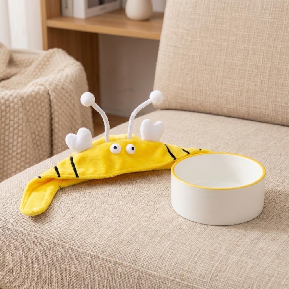 With Teaser Stick Hat Cat Bee Headdress Warm Plush Headgear Cartoon Cat Decorative Hat Soft Animal Shape Pet Cosplay Headwear