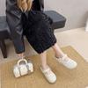 2025 New French Holiday Small Fragrant Mary Jane Shoes Women's Bag Head Hollow Bow Flat Slippers