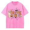 SPOOKY VIBES Monogram Print Halloween Women's T-Shirt Summer Unisex Wash Cotton Short Sleeve Loose Top American Vintage