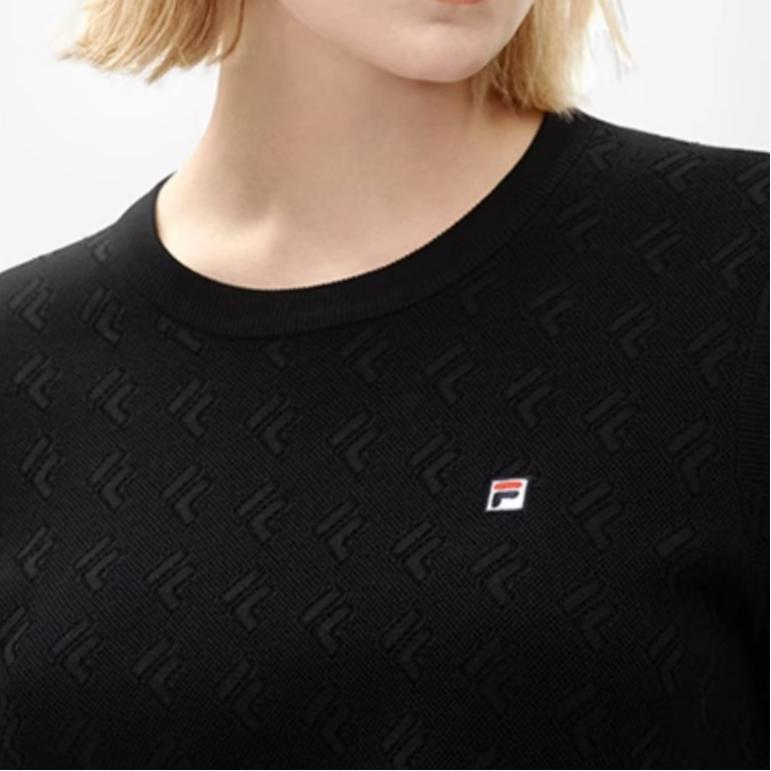 Fila Logo Printed Commuter Round Neck Short Sleeve Knit Top Women Tops F11W231407F-BK