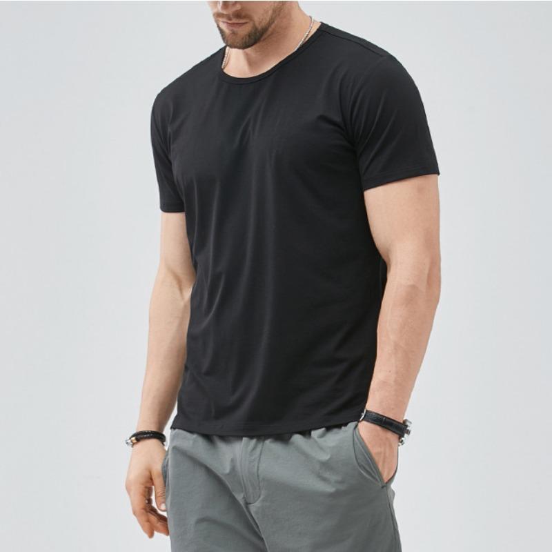 Solid Color Short Sleeved T-shirt Men Slim Slimming Classic Versatile Both Men Interior T-shirt with Base Top