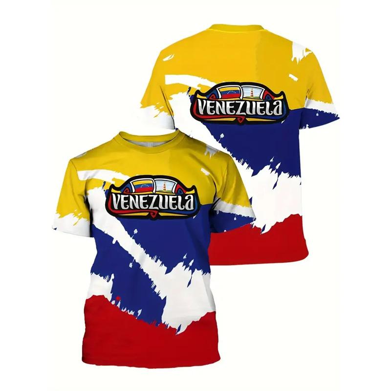 Tricouri cu Imprimeu 3D Venezuela Pentru Bărbați Gât Rotund Mânecă Scurtă Tricou Supradimensionat Fashion Casual Vară Tricou Zilnic