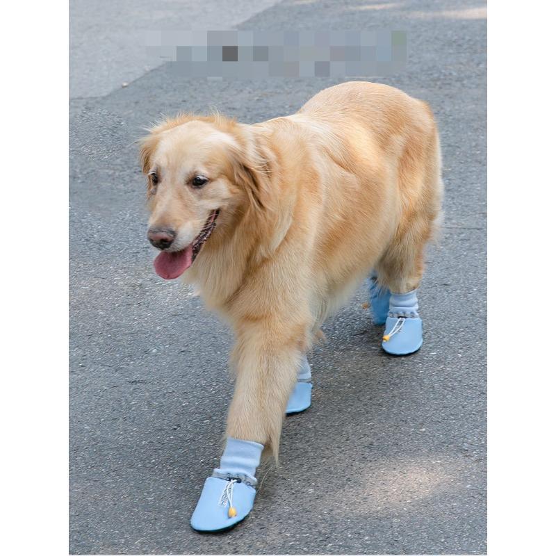 Non-slip Double-layer Large Dog Shoes for Medium and Large Dogs, Suitable for All Seasons, Black Foot Covers, A Pair of 4 Pieces, Pet Supplies
