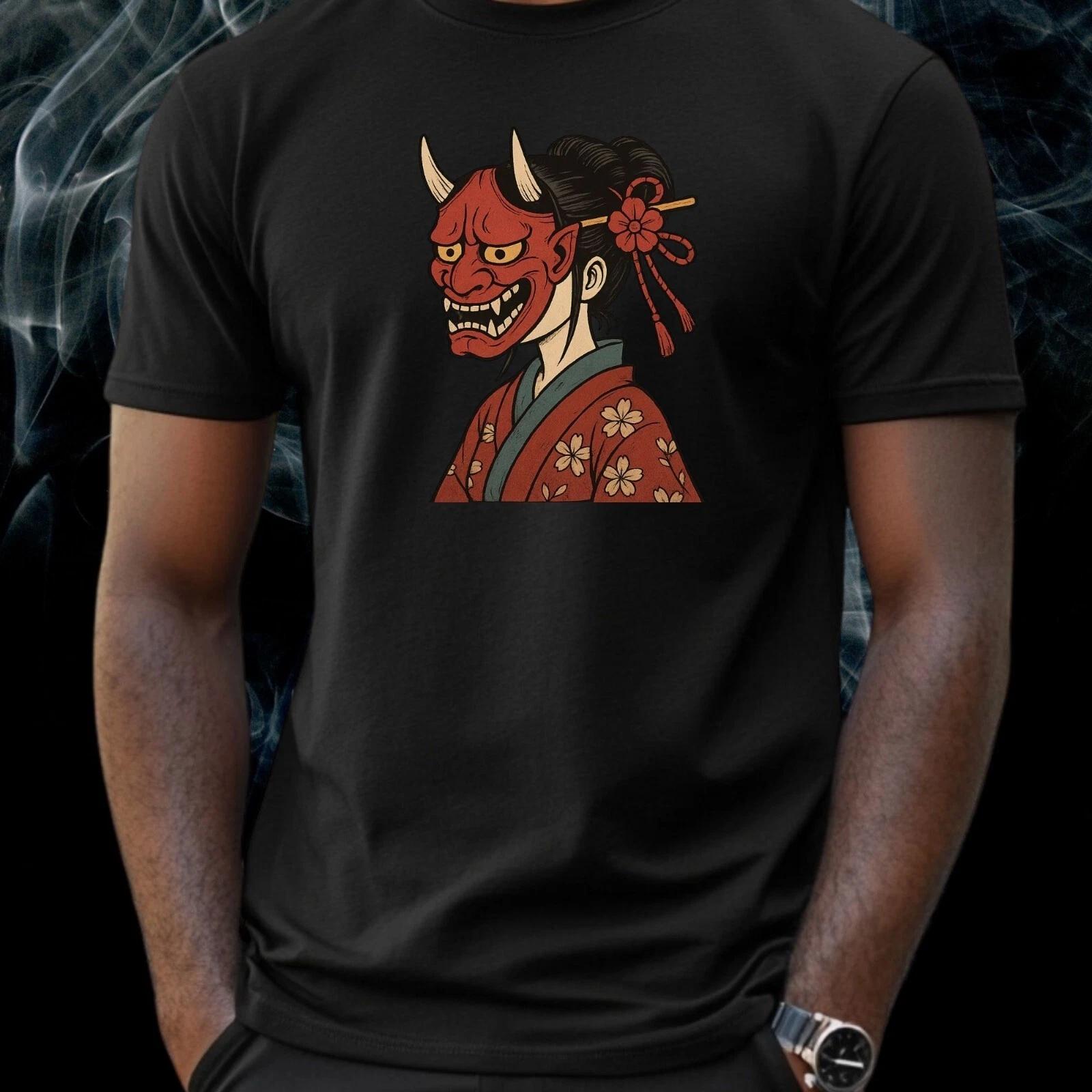 T-Shirt Herren Oni-Maske Mädchen Motiv Baumwolle Größe S bis 5XL M
