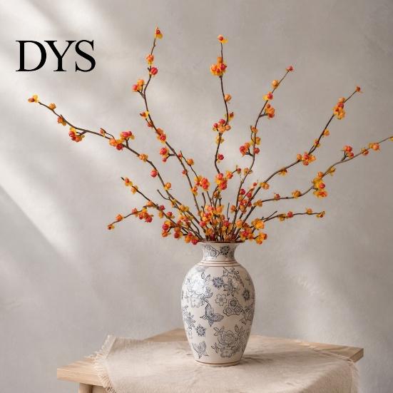 Silk Fall Floral Stems Long Artificial Bittersweet Branches, Berry for Vase, Faux Plants Indoor Decorative Plant Branches Thanksgiving Table