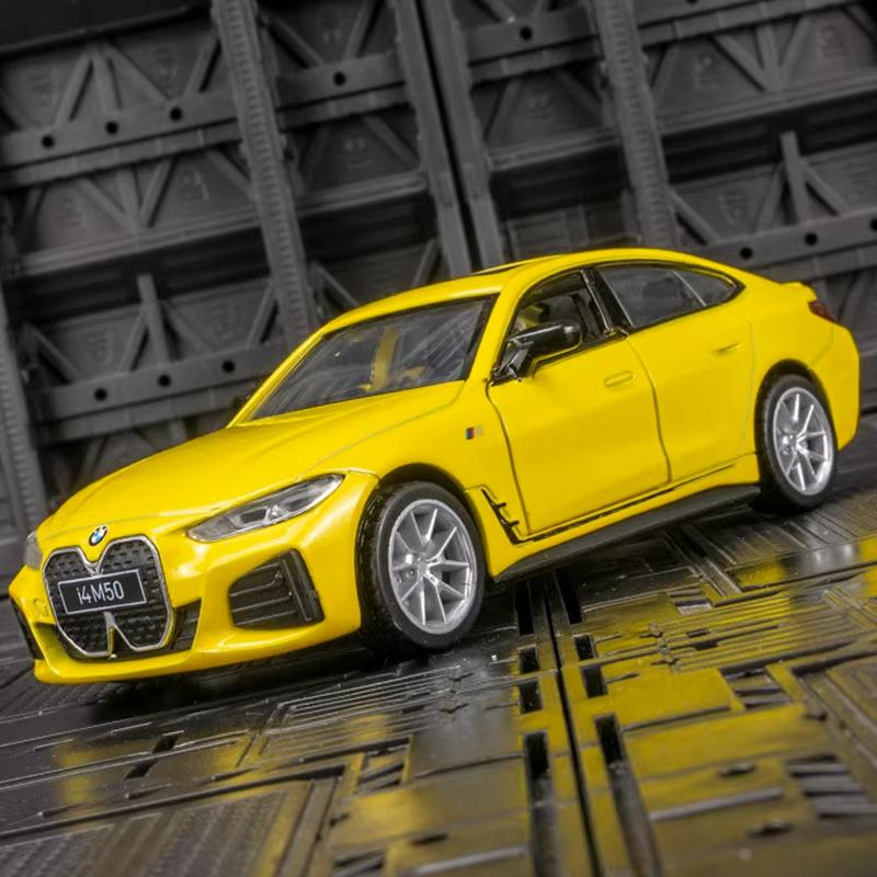 1/34 BMW I4 M50 Alloy New Energy Car Model Diecast Metal Sports Vehicles Car Model Simulation Sound and Light Childrens Toy Gift