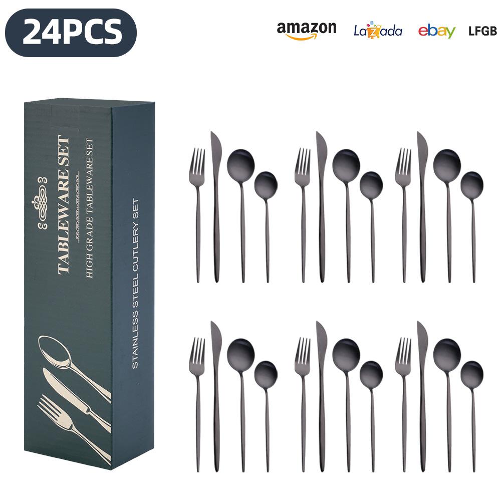 25 Years of New Stainless Steel Tableware Set, Tableware Portuguese Knives, Forks and Spoons 24-piece Gift Box Set