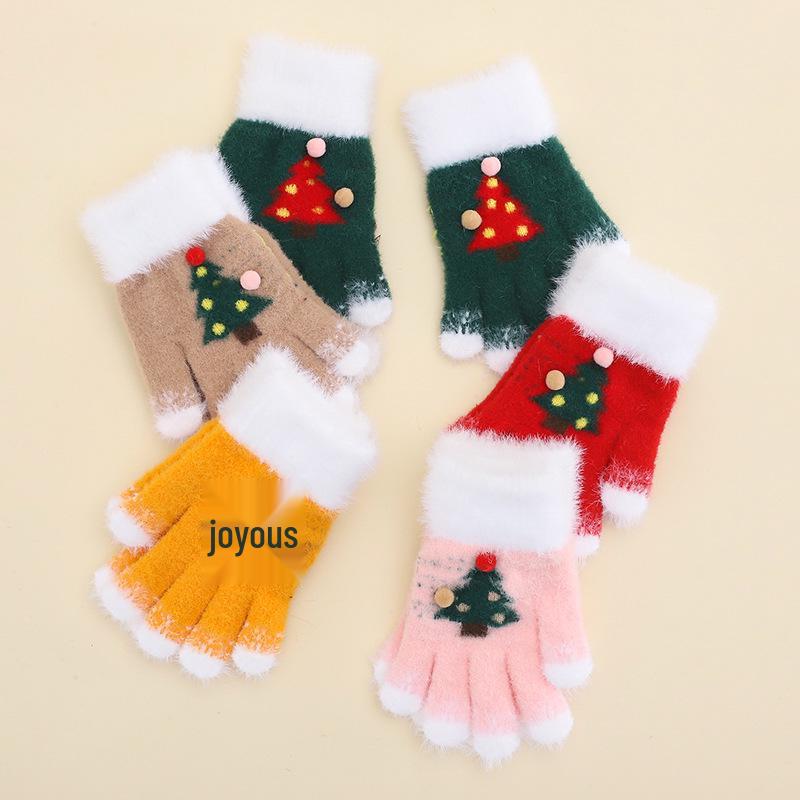 Children's Fingerless Knit Gloves - Warm, Cold-Proof, Five-Finger Design for 6-10 Year Olds, Ideal for Autumn and Winter Outdoor Activities.