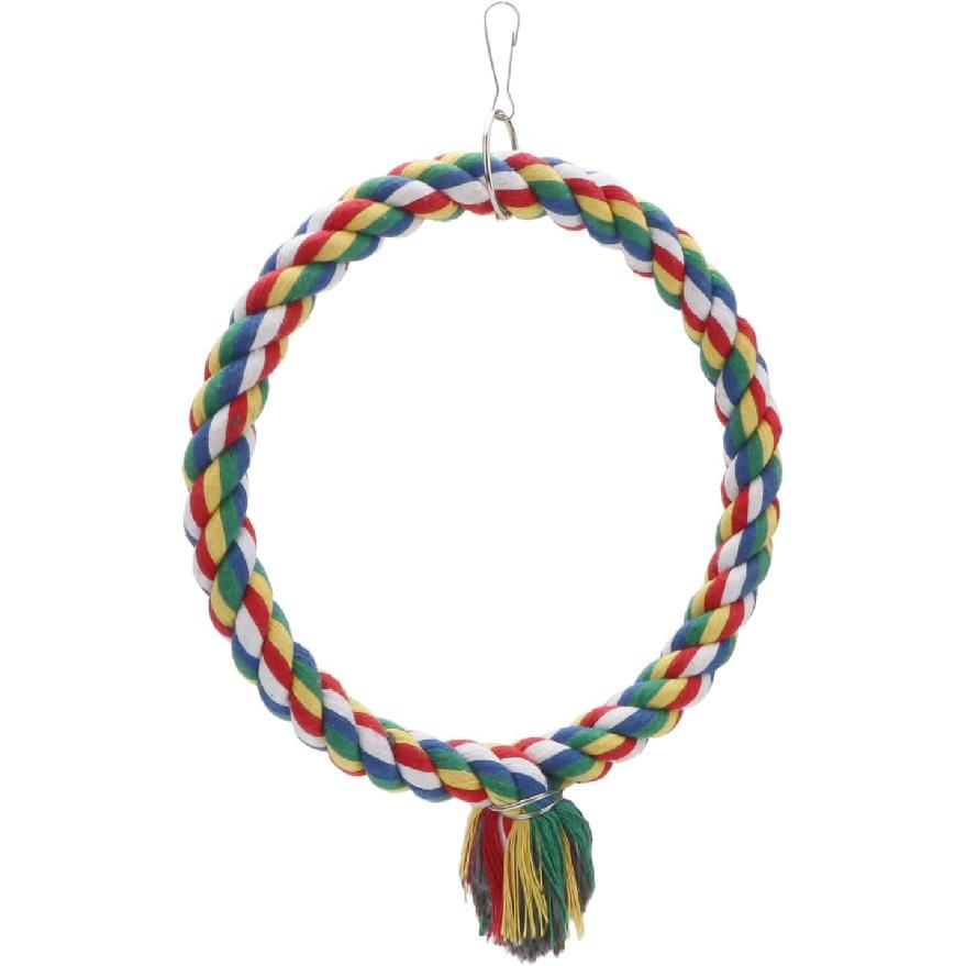 Bird Rope Swing Colorful Perch Climbing Toy for Parrots Budgie Parakeet Cockatiel Cockatoo Conure (S (7.5 inch)