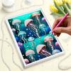 5D DIY Frameless Pearl Painting Jellyfish Pattern Painting Kit, Suitable for Home Living Room Bedroom and Other Wall Decoration Art Paintings