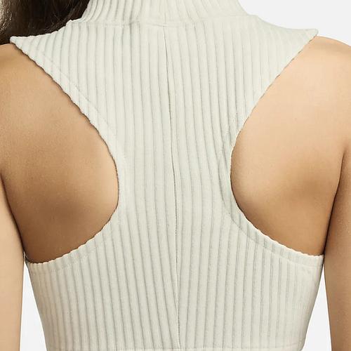 Nike W Nsw Chill Knit Mock Neck Ribbed Cropped Tank 'BROWN' FN3678-104